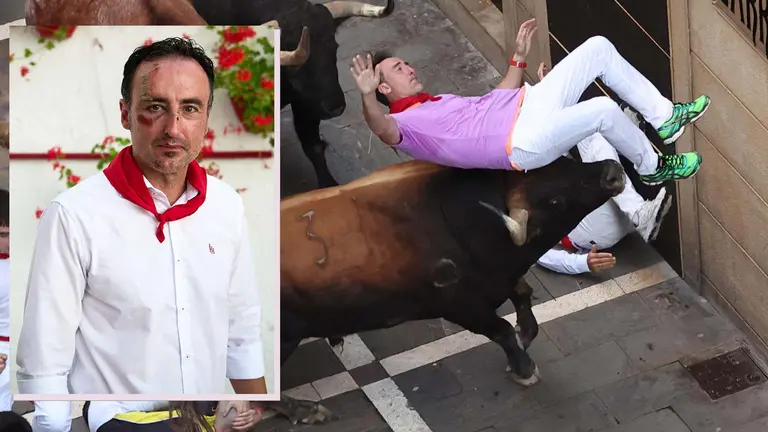 Francisco Javier Gonz&aacute;lez, el madrile&ntilde;o cogido por los Fuente Ymbro en el encierro de San Ferm&iacute;n PABLO LASAOSA