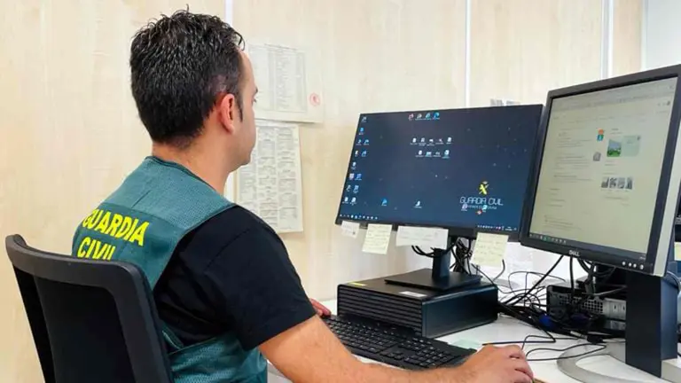 Un agente de la Unidad de Delitos Inform&aacute;ticos de la Guardia Civil de Navarra. GC