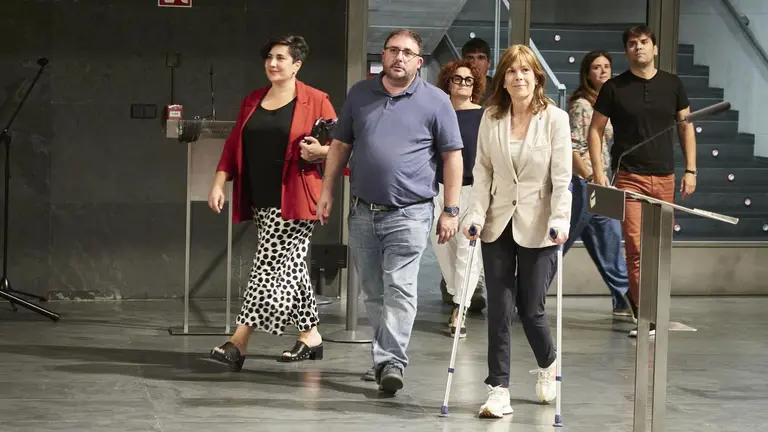 Representantes Geroa Bai tras el acuerdo para la formaci&oacute;n de Gobierno en Navarra. - Eduardo Sanz - Europa Press