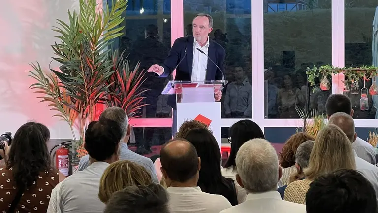 El presidente de UPN, Javier Esparza, durante su intervenci&oacute;n. UPN
