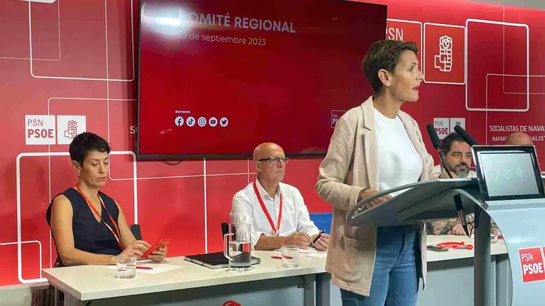 La secretaria general del PSN, Mar&iacute;a Chivite se dirige al Comit&eacute; Regional de su partido. PSN