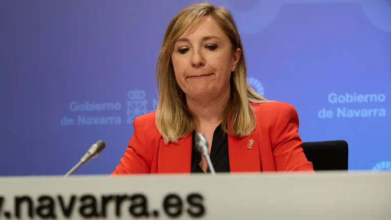 La portavoz del Gobierno de Navarra y consejera de Interior, Funci&oacute;n P&uacute;blica y Justicia, Amparo L&oacute;pez Antelo, comparece en rueda de prensa para informar de los asuntos tratados en la sesi&oacute;n del Gobierno foral. I&Ntilde;IGO ALZUGARAY