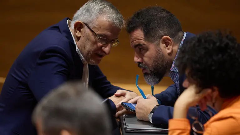 F&eacute;lix Taberna y Ram&oacute;n Alzorriz  en el Pleno del Parlamento de Navarra. I&Ntilde;IGO ALZUGARAY