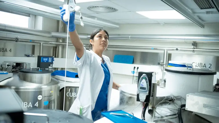 Imagen de archivo de investigadores trabajando en el laboratorio del hospital Cl&iacute;nic de Barcelona en una investigaci&oacute;n conjunta contra el c&aacute;ncer de mama con la Universidad de Navarra. DAVID ZORRAKINO / EUROPA PRESS