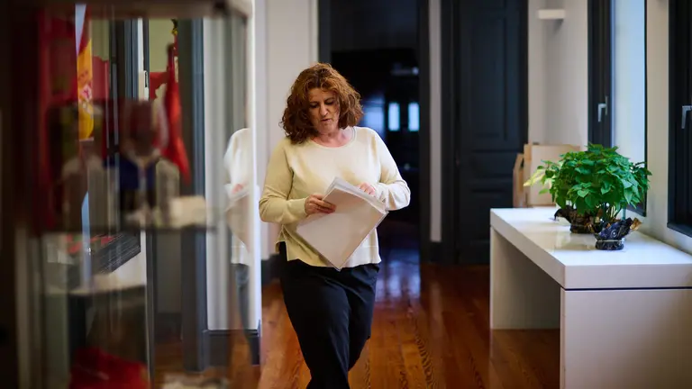 La parlamentaria de UPN Marta &Aacute;lvarez ofrece una rueda de prensa sobre "novedades en relaci&oacute;n con los papeles de trabajo del caso mascarillas de Sodena y los posibles indicios de delito en dicho caso". PABLO LASAOSA