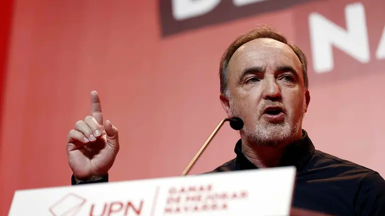 El presidente de UPN, Javier Esparza, durante un discurso anterior en el d&iacute;a del partido de UPN". EFE/ Jesus Diges / ARCHIVO