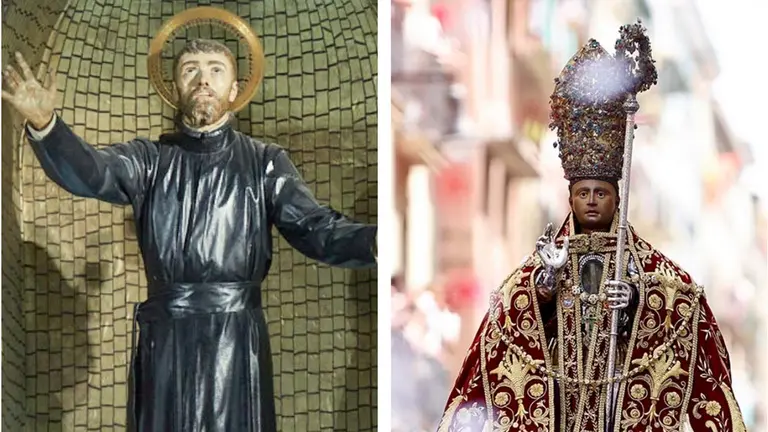 Foto montaje de las im&aacute;genes de San Francisco Javier y de San Ferm&iacute;n. Navarra.com