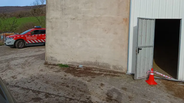 La Policía Foral en la granja de Leiza en la que ha fallecido un hombre. POLICÍA FORAL