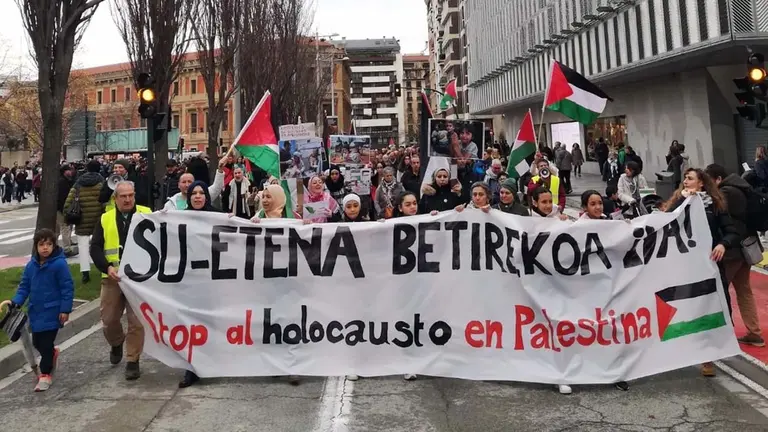 Manifestaci&oacute;n en apoyo de Palestina y para reclamar un alto el fuego. EUROPA PRESS