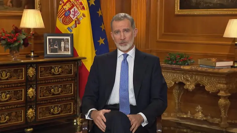El Rey Felipe VI ofrece su tradicional discurso de Nochebuena desde Zarzuela, en Madrid (Espa&ntilde;a) a 24 de diciembre de 2023. - RTVE