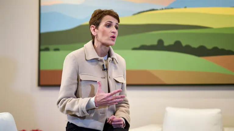 Mar&iacute;a Chivite, presidenta del Gobierno de Navarra, durante la grabaci&oacute;n de su mensaje de fin de a&ntilde;o. - GOBIERNO DE NAVARRA