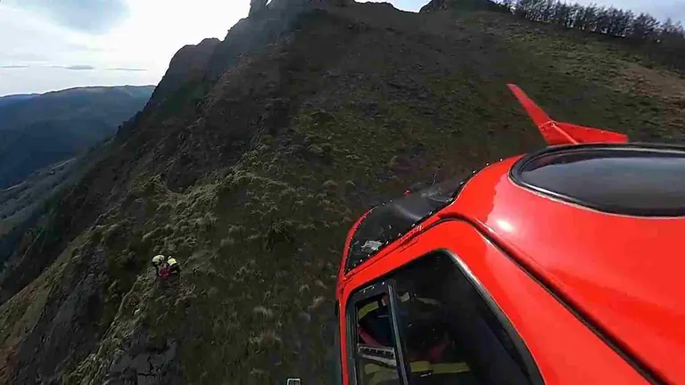 Vista del rescate desde el helicóptero de Bomberos. BOMBEROS DE NAVARRA