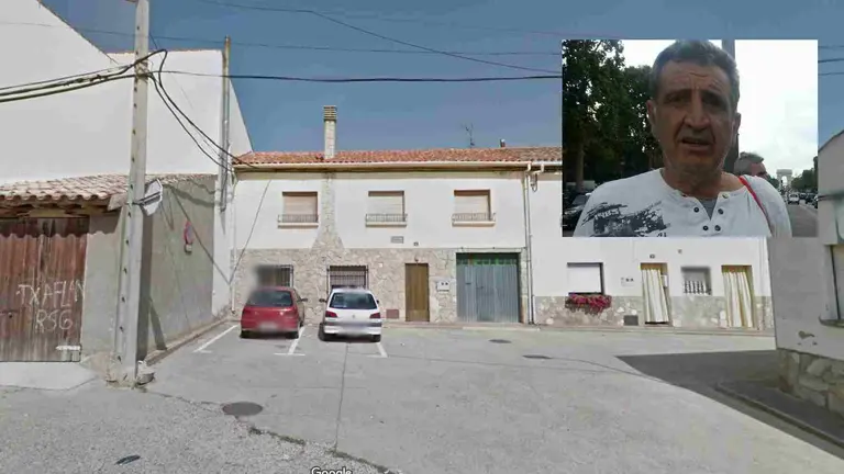 Imagen del fallecido, Jos&eacute; Luis Miquelez, sobre una foto del domicilio que se incendi&oacute; en Mendavia. GOOGLE MAPS / FACEBOOK