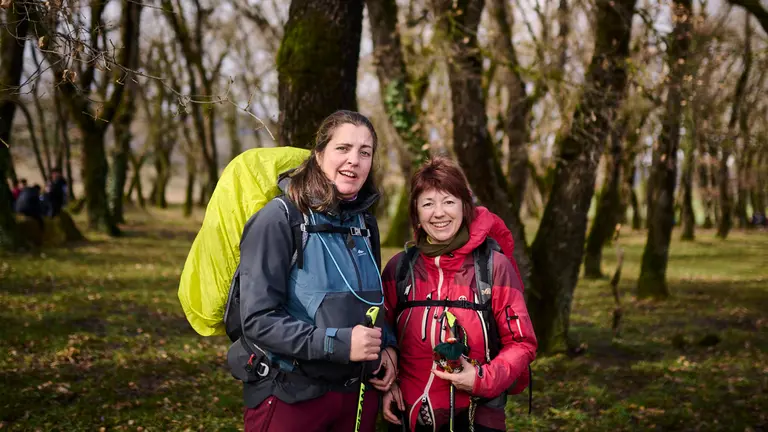 Silvia González y Guadalupe Lobo realizan la Javierada de 2024 desde San Sebastián y Pamplona. PABLO LASAOSA