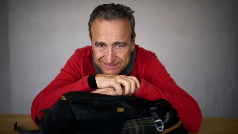 José Antonio Larrasoaña, el pamplonés que ha realizado la Javierada tras sufrir un infarto hace dos meses y medio. PABLO LASAOSA