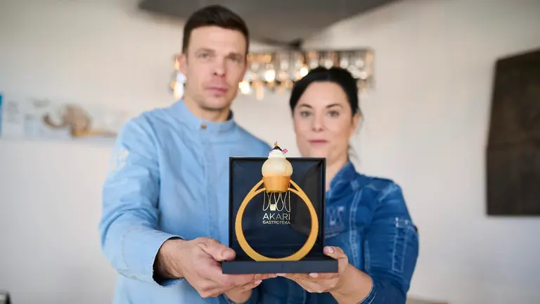 Pincho 'Txerri bitxia' que presenta Akari Gastroteka a la Semana del Pincho de Navarra. PABLO LASAOSA