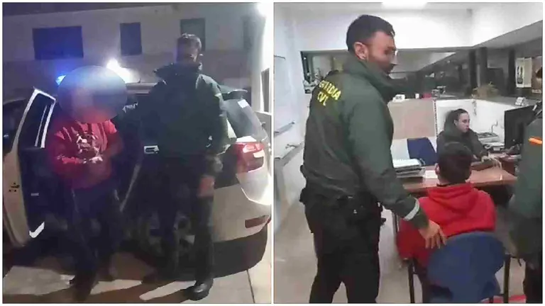 El detenido a su llegada al cuartel de la Guardia Civil. GUARDIA CIVIL
