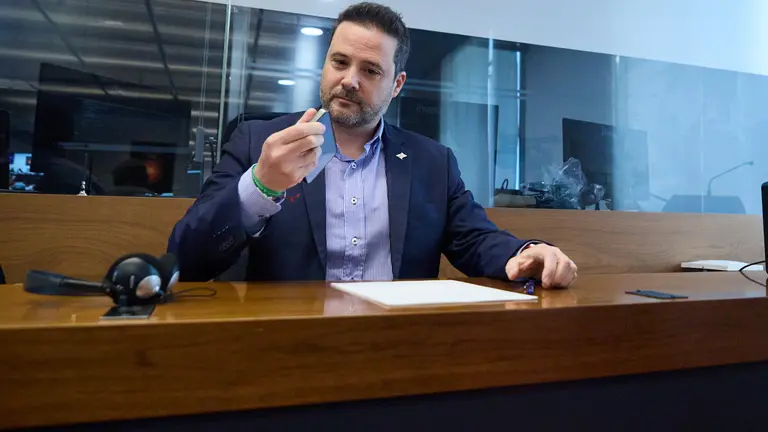 Comparecencia de los consejeros Óscar Chivite y José Mari Aierdi en la Comisión de Cohesión Territorial del Parlamento de Navarra para explicar el proyecto de la planta centralizada de fangos de Tudela y su impacto medioambiental en la zona, con la presencia del alcalde de Tudela, Alejandro Toquero. IÑIGO ALZUGARAY