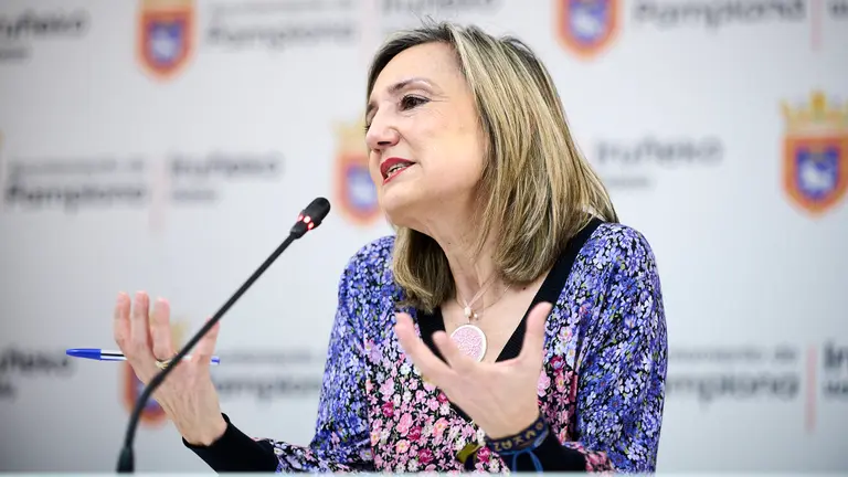 Rueda de prensa de la portavoz de UPN en el Ayuntamiento de Pamplona, Cristina Ibarrola, para valorar asuntos de la actualidad municipal. PABLO LASAOSA