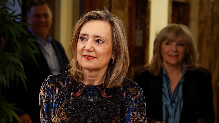 El Ayuntamiento de Pamplona ha aprobado este mi&eacute;rcoles, con los votos a favor de EH Bildu, PSN-PSOE, Geroa Bai y Contigo-Zurekin y en contra de UPN y PP, su presupuesto para el a&ntilde;o 2024, tres a&ntilde;os despu&eacute;s de las &uacute;ltimas cuentas. En la imagen la concejala de UPN y exalcaldesa Cristina Ibarrola. EFE/ Villar L&oacute;pez