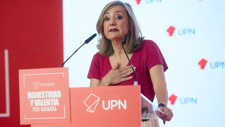 Cierre del XIII Congreso de Unión del Pueblo Navarro, en el que Cristina Ibarrola ha resultado elegida nueva presidenta del partido regionalista en sustitución de Javier Esparza. Alejandro Toquero ha sido elegido como vicepresidente y Cristina Sota como secretaria general. IÑIGO ALZUGARAY