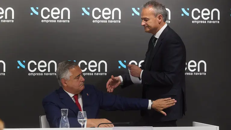 Toma de posesi&oacute;n del nuevo presidente de la Confederaci&oacute;n Empresarial Navarra (CEN), Manuel Piquer, con presencia de la presidenta de Navarra, Mar&iacute;a Chivite, y Juan Miguel Sucunza, presidente saliente de la entidad. I&Ntilde;IGO ALZUGARAY