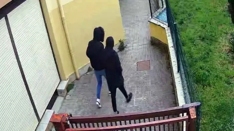 El detenido, junto a otro ladr&oacute;n, captado por las c&aacute;maras de videovigilancia del colegio p&uacute;blico de Berriozar. POLIC&Iacute;A FORAL