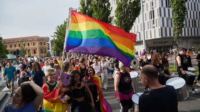 Manifestación en Pamplona con motivo del Día Internacional del Orgullo LGTBI+. IÑIGO ALZUGARAY
