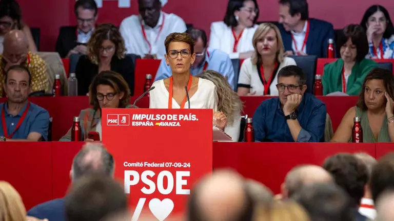 Mar&iacute;a Chivite durante su intervenci&oacute;n en el Comit&eacute; Federal del PSOE. PSN/PSOE