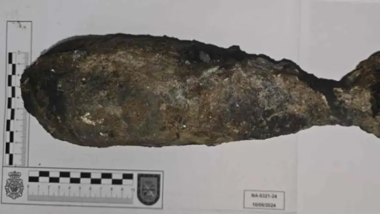 Granada extra&iacute;da del rio Arga. POLIC&Iacute;A NACIONAL