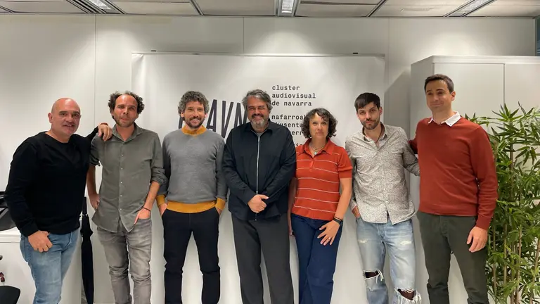 Arturo Cisneros (Clavna), Guillermo Valero (CTO Nuevas tecnolog&iacute;as), Miguel Iturralde (Clavna), Ferran Piquer (Ceo Efectoscopio), Susana Muniain (Colorista), Francisco Porras (Director de Formaci&oacute;n y supervisor vfx) e Iker Zaratiegui (Sodena, Invest in Navarra). CEDIDA