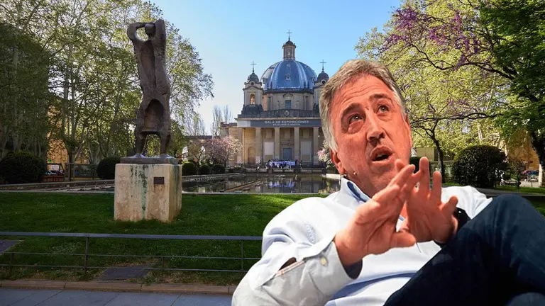 Fotomontaje de Joseba  Asir&oacute;n sobre una imagen del Monumento a los Ca&iacute;dos.