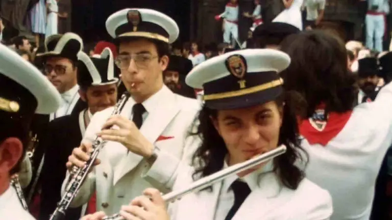 Mari Carmen Arias en una de las salidas sanfermineras de La Pamplonesa. LA PAMPLONESA