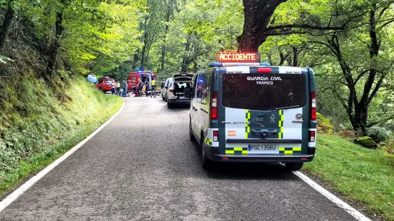 Los servicios de emergencias atienden al ciclista herido en Bazt&aacute;n. GUARDIA CIVIL