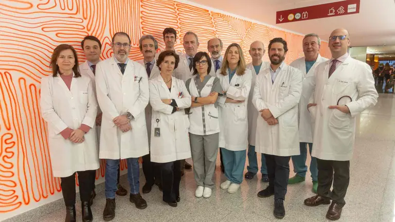 El Dr. Bruno Sangro, junto a varios especialistas del &Aacute;rea de C&aacute;ncer de H&iacute;gado y P&aacute;ncreas del Cancer Center Cl&iacute;nica Universidad de Navarra. UNIVERSIDAD DE NAVARRA