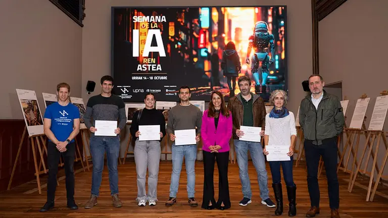 Imagen de los premiados en la Semana de la Inteligencia Artificial (IA). UPNA