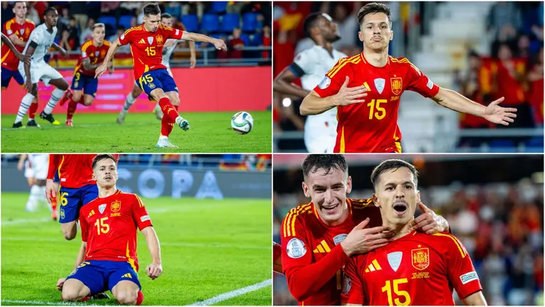 Bryan Zaragoza marca gol con la Selecci&oacute;n espa&ntilde;ola y lo celebra de esta manera. SELECCI&Oacute;N ESPA&Ntilde;OLA DE F&Uacute;TBOL