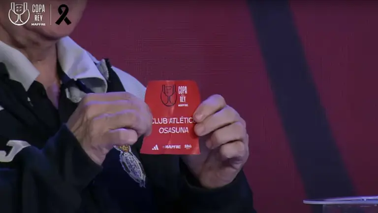 Papeleta de Osasuna en el sorteo de la Copa del Rey de este mi&eacute;rcoles en la sede de la RFEF.