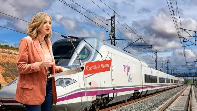 Fotomontaje de Cristina Ibarrola sobre una imagen de un Tren de Alta Velocidad.