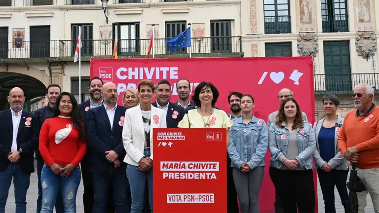 Imagen de los candidatos del PSN en Tudela durante la pasada campaña electoral. ARCHIVO