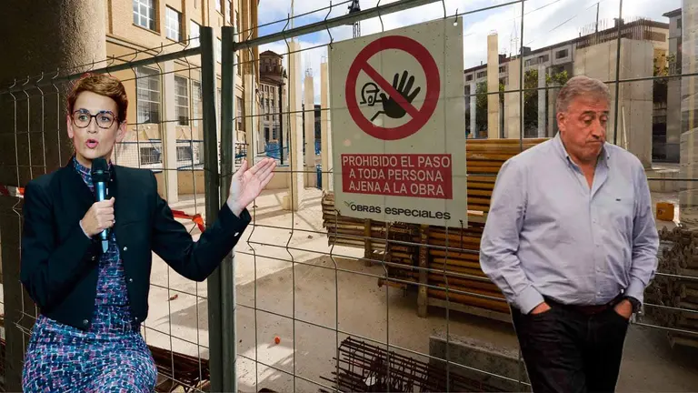 Obras para construir nuevos edificios en el antiguo colegio de los Maristas de Pamplona. IÑIGO ALZUGARAY