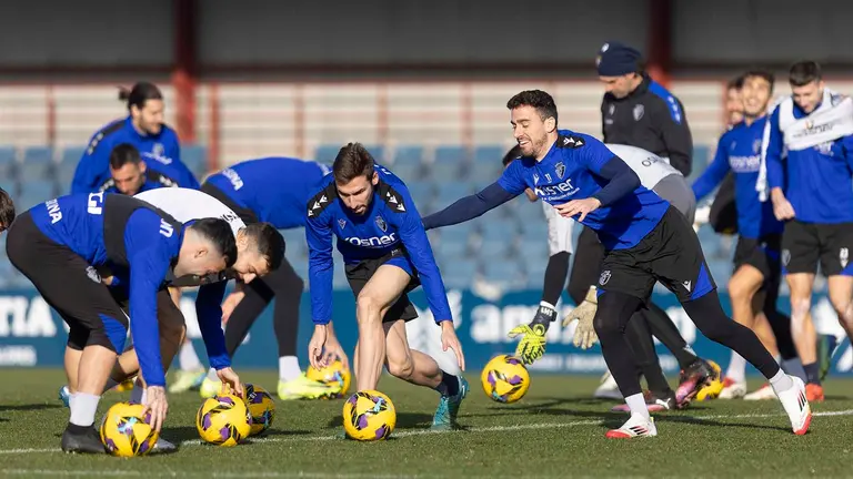Los jugadores rojillos en un entrenamiento en las instalaciones de Tajonar. CA Osasuna.