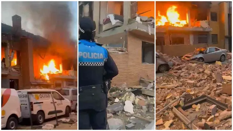 Tres fotogramas del impactante vídeo tras la explosión de Noaín.