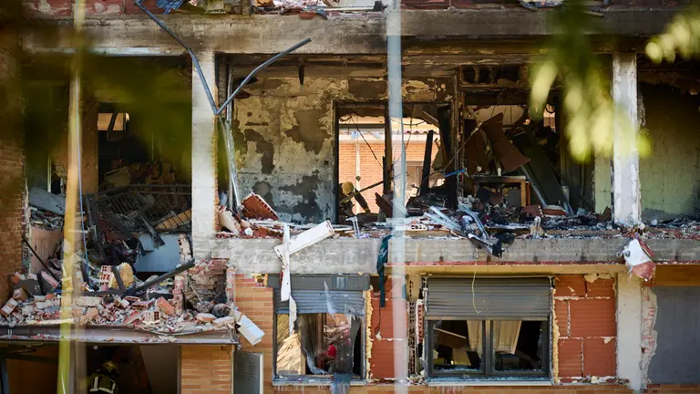 Día después de que sucediera una explosión en una vivienda en la calle Concejo de Zabalegui de Noáin. PABLO LASAOSA