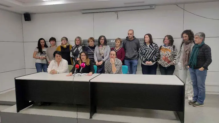 Trabajadoras del centro Centro Hospitalario Benito Menni - Hospitalarias Navarra en una rueda de prensa anterior. ELA