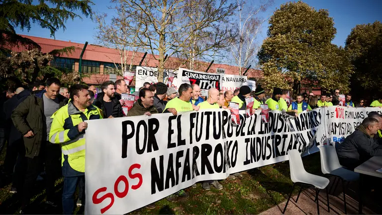 Los comit&eacute;s de las empresas Nano Automotive, Siemens-Gamesa, Sunsundegui, BSH, Tasubinsa, Tener&iacute;as Omega y Volkswagen Navarra anuncian movilizaciones conjuntas en defensa de la industria navarra. PABLO LASAOSA