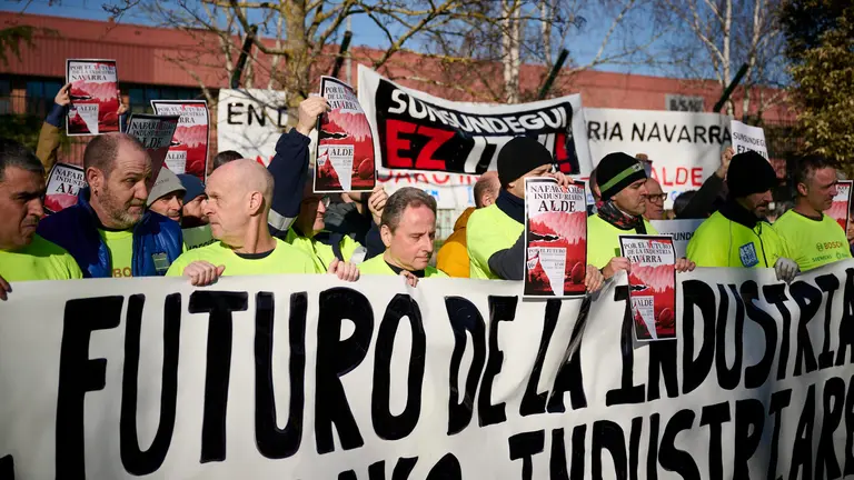 Los comit&eacute;s de las empresas Nano Automotive, Siemens-Gamesa, Sunsundegui, BSH, Tasubinsa, Tener&iacute;as Omega y Volkswagen Navarra anuncian movilizaciones conjuntas en defensa de la industria navarra. PABLO LASAOSA