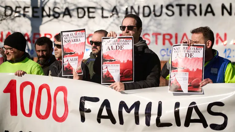 Los comit&eacute;s de las empresas Nano Automotive, Siemens-Gamesa, Sunsundegui, BSH, Tasubinsa, Tener&iacute;as Omega y Volkswagen Navarra anuncian movilizaciones conjuntas en defensa de la industria navarra. PABLO LASAOSA