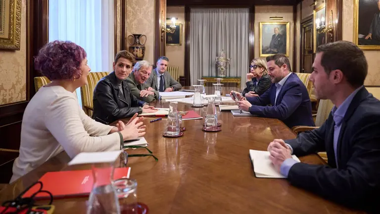 Momento de la reunión en el Palacio de Navarra sobre el proyecto de Sementales - MIGUEL OSES - GOBIERNO DE NAVARRA