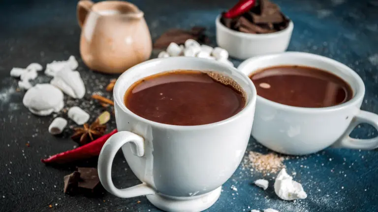 Una taza de chocolate caliente.